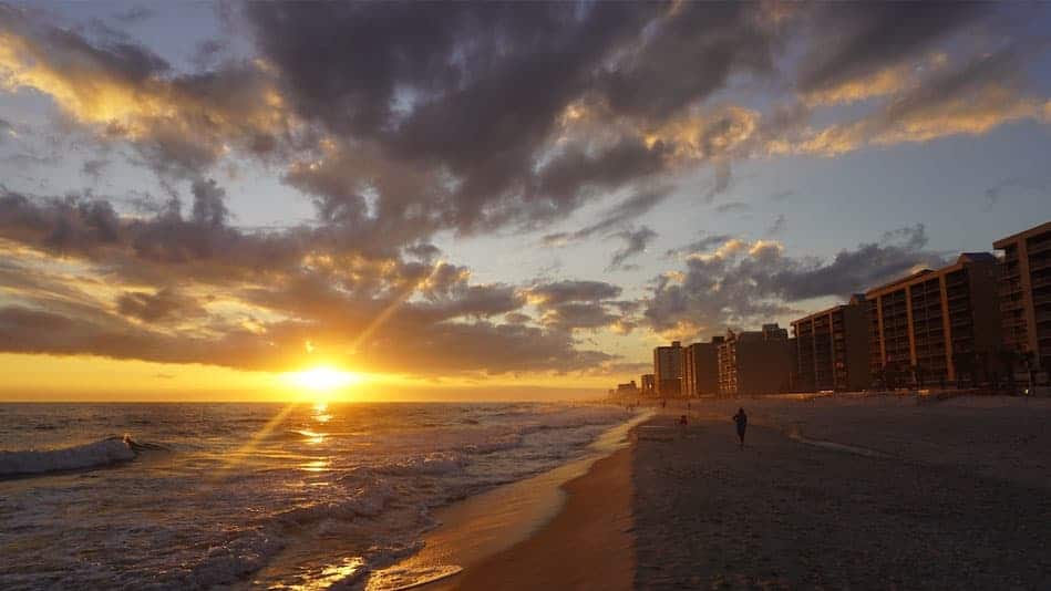 Sunset in the Beach at the Gulf Shores AL 